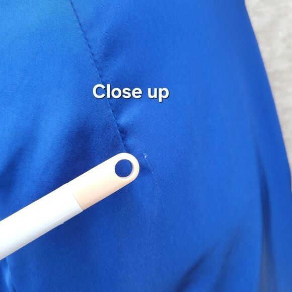 Cache Y2K Elegant Blue Satin Bodycon Halter Dress - Picture 14 of 14